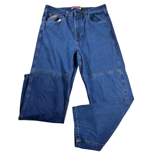 Empyre Other - Empyre Loose Fit Skate Jeans Blue Denim Mens Baggy Streetwear Y2K Relaxed 36x30